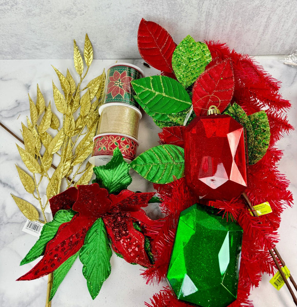 Classic Red & Green Gem Swag Kit - Classic Gem Swag - The Wreath Shop