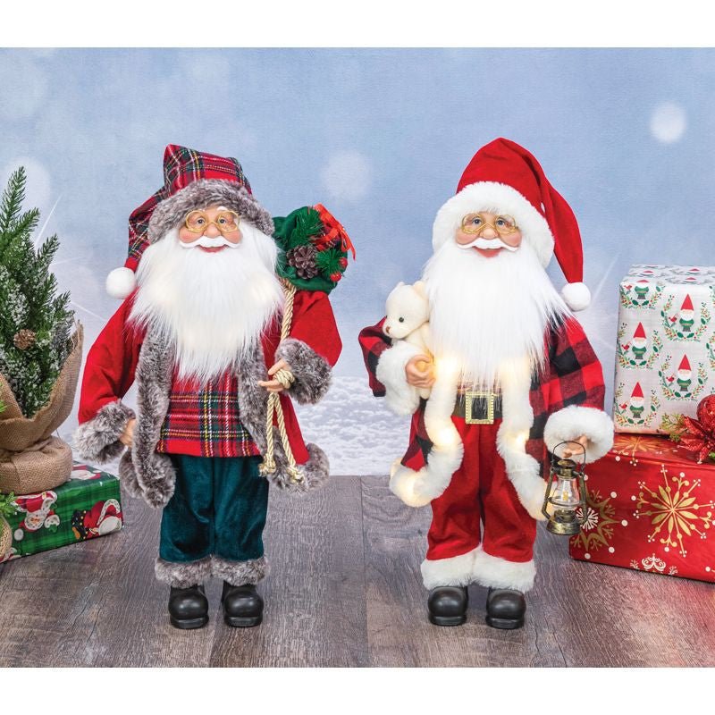 Classic Santa Standers w/Lights - 12478 - Red - The Wreath Shop