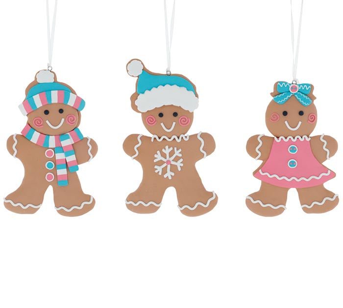 Clay Dough Gingerbread Cookie Ornament: Pink/Blue - 9747176-girl - The Wreath Shop