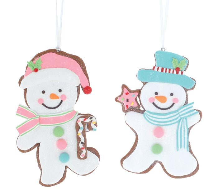 Clay Dough Snowman Cookie Ornament: Pink/Blue - 9747183 - Pink - The Wreath Shop