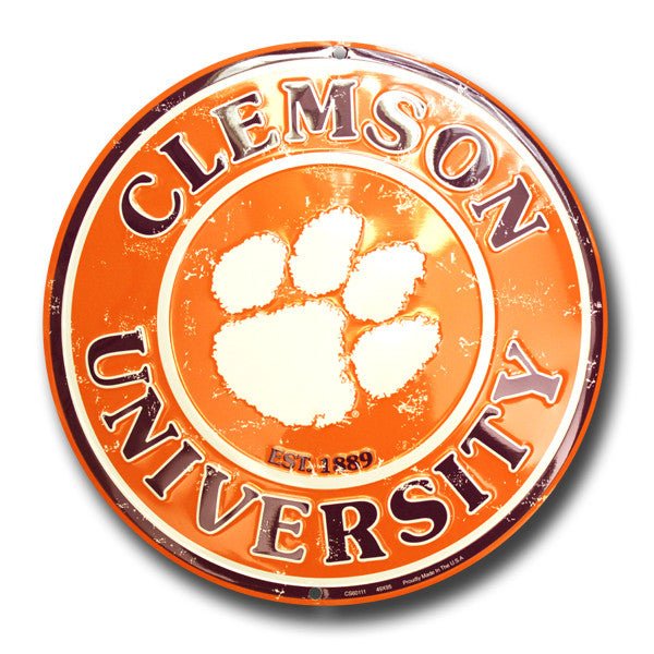 Clemmons Sign Clemson University Embossed Metal Circular Sign - CS60111 - The Wreath Shop