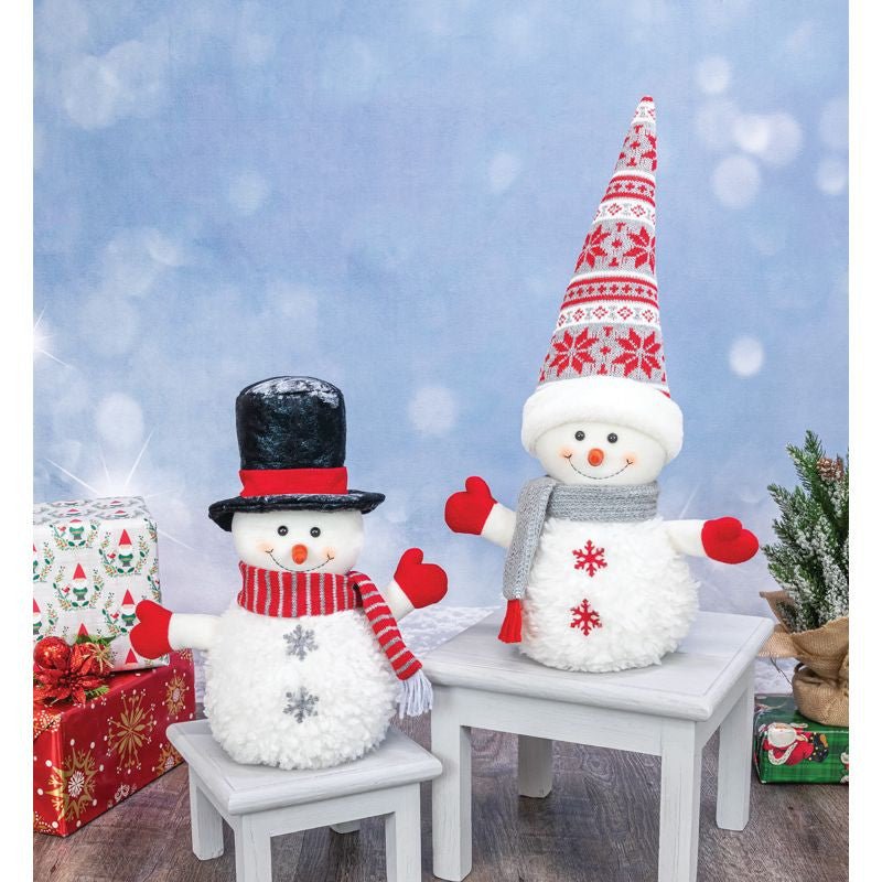 Cozy Scarf Snowman Sitters - 12465 - short hat - The Wreath Shop