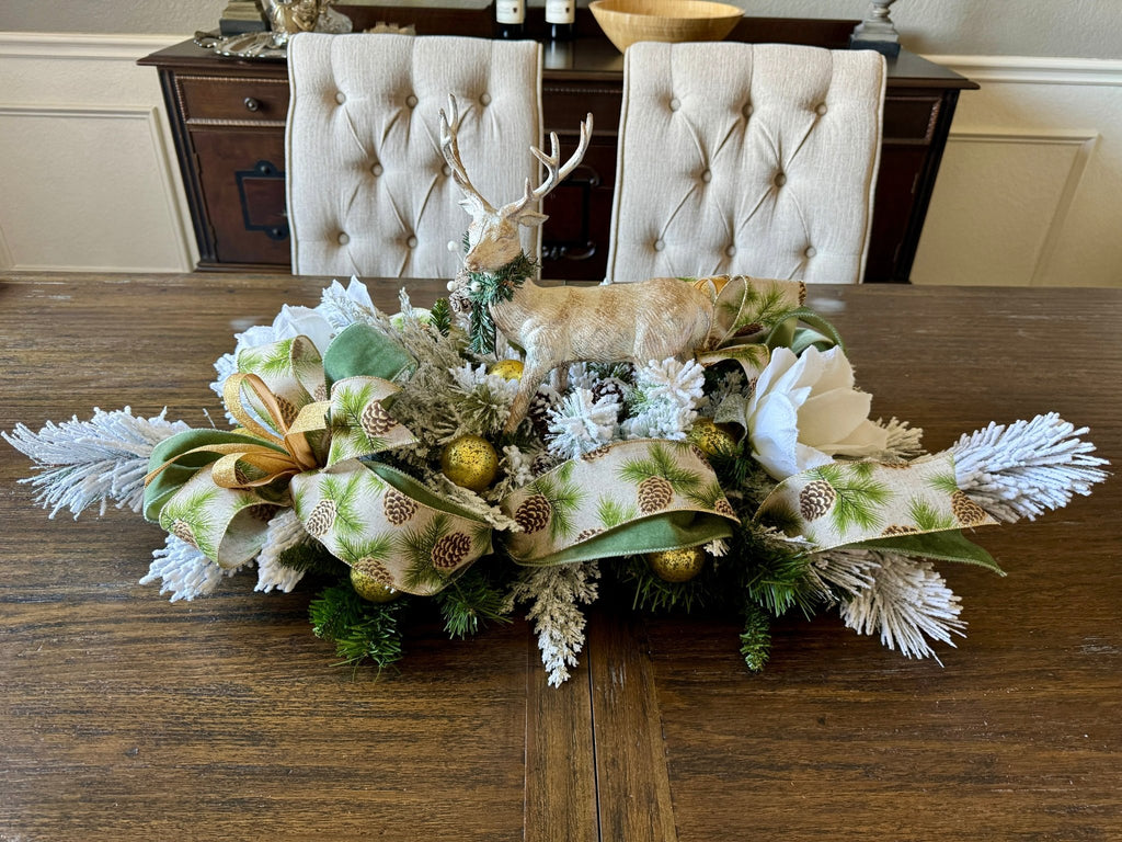 Elegant Christmas Centerpiece - Free Shipping - Reindeer Christmas Centerpiece - The Wreath Shop