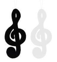 Flocked Music Note: Treble Clef - MS166499 - Treble Black - The Wreath Shop