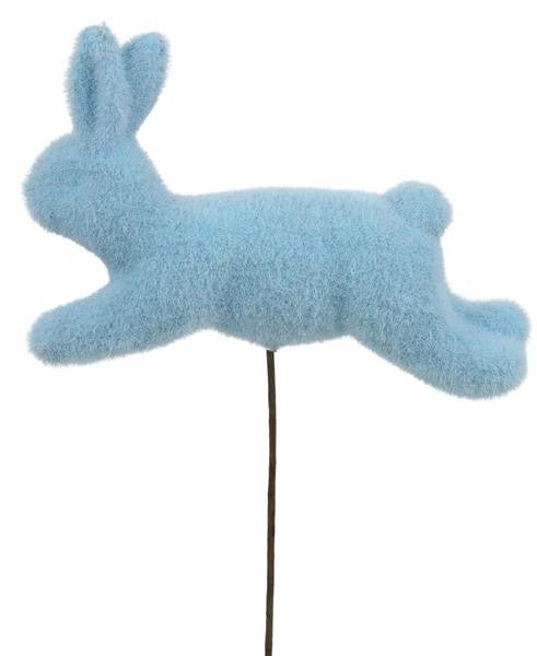 Flocked Rabbit Pick: Lt Blue - HE722714 - The Wreath Shop