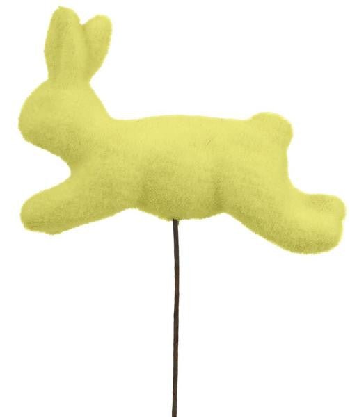 Flocked Rabbit Pick: Yellow - HE722729 - The Wreath Shop