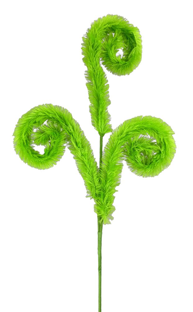 Fuzzy Green Spiral Curly Spray - 28" - 85922GN - The Wreath Shop