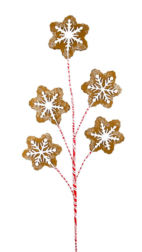 Gingerbread Snowflake Cookie Spray 28" - 85470WT - The Wreath Shop