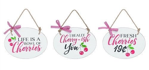 Gingham Cherry Signs - A6519-life bowl - The Wreath Shop