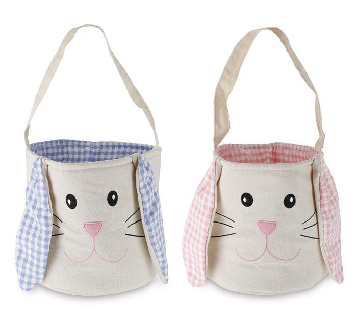 Gingham Easter Bunny Bag: Pink/Blue - 9738400-blue - The Wreath Shop