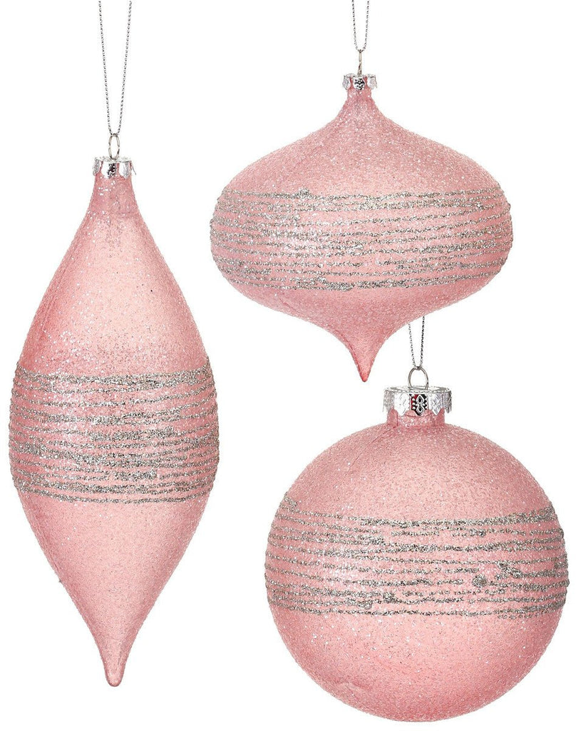 Glitter Coastal Ornaments, Set of 3 - Coral - MTX62772 CORL - The Wreath Shop