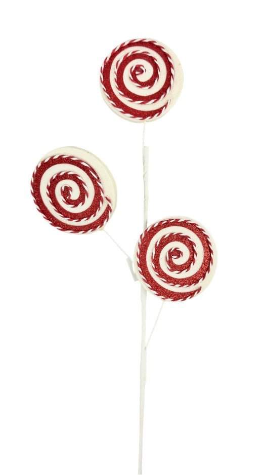 Glitter Swirl Lollipop Spray: Red/White - 63572 - The Wreath Shop