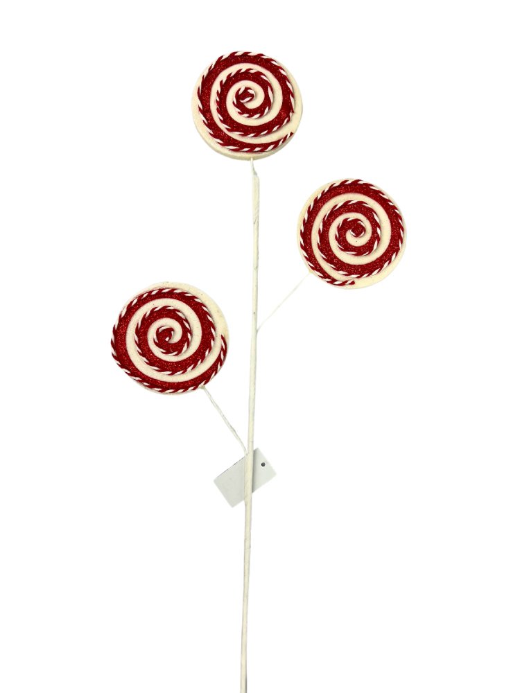 Glitter Swirl Lollipop Spray: Red/White - 63572 - The Wreath Shop