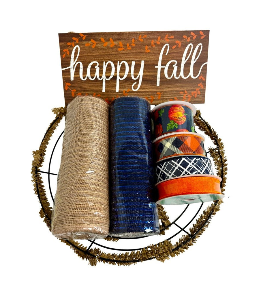 Happy Fall Wreath Kit: Navy/Org - Happy Fall Wreath Kit - The Wreath Shop