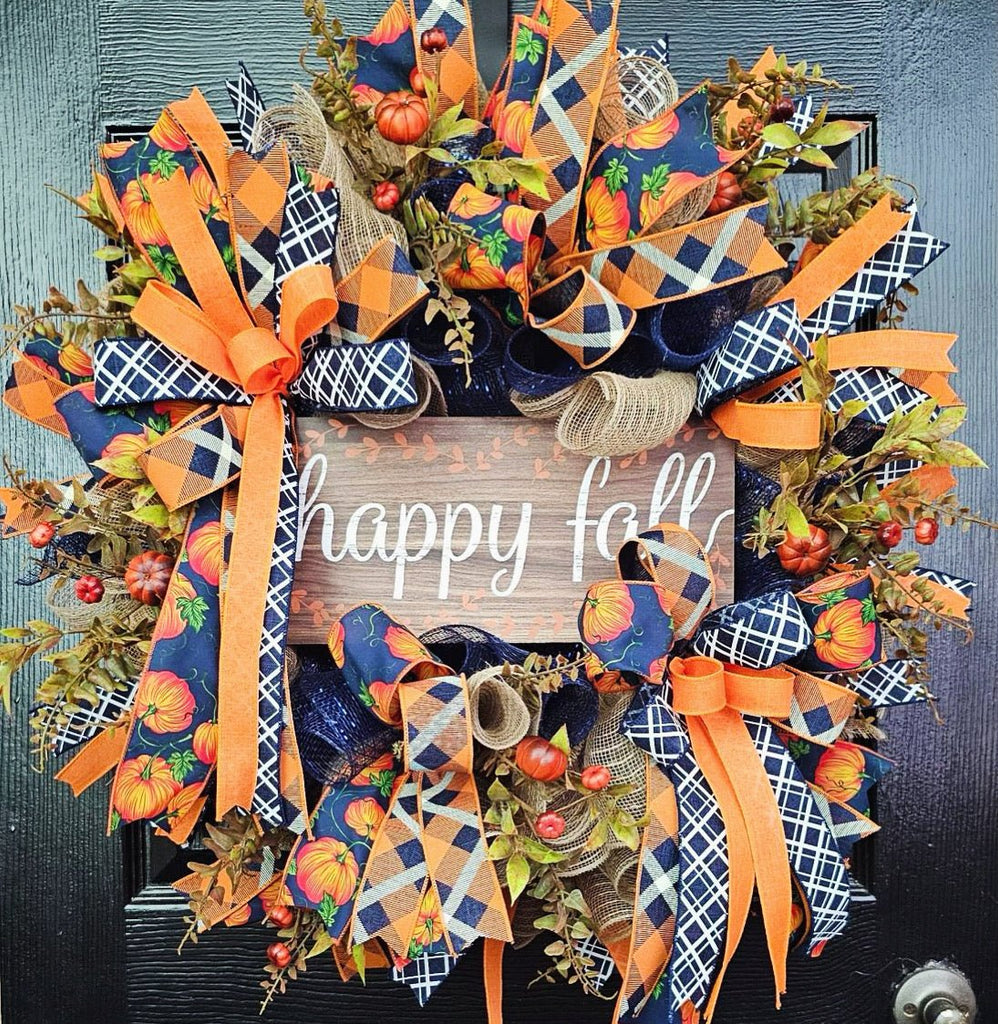 Happy Fall Wreath Kit: Navy/Org - Happy Fall Wreath Kit - The Wreath Shop