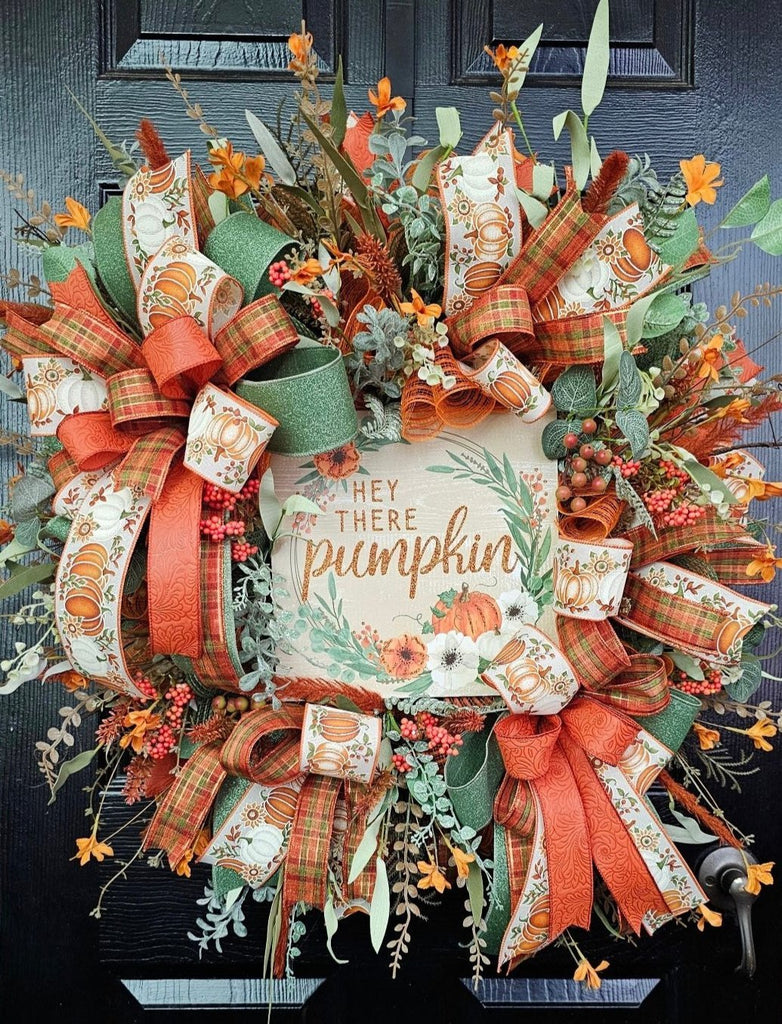 Hey There Pumpkin Wreath Kit: Green/Orange - Hey There Pumpkin Green Kit - The Wreath Shop