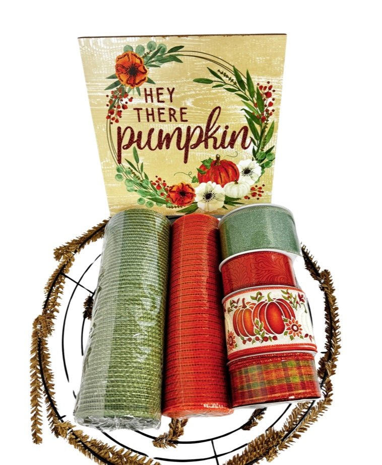 Hey There Pumpkin Wreath Kit: Green/Orange - Hey There Pumpkin Green Kit - The Wreath Shop