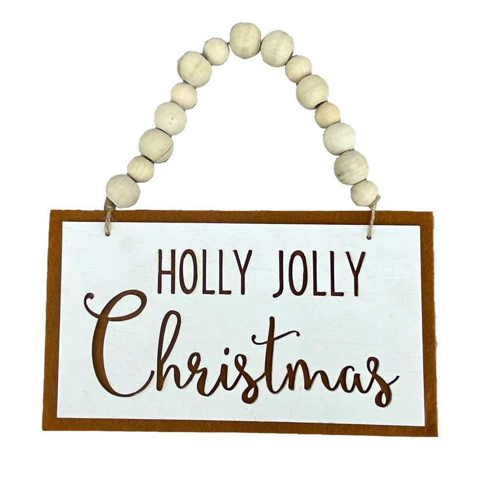 Holly Jolly Christmas Wood Bead Sign - 85536BNWT - The Wreath Shop