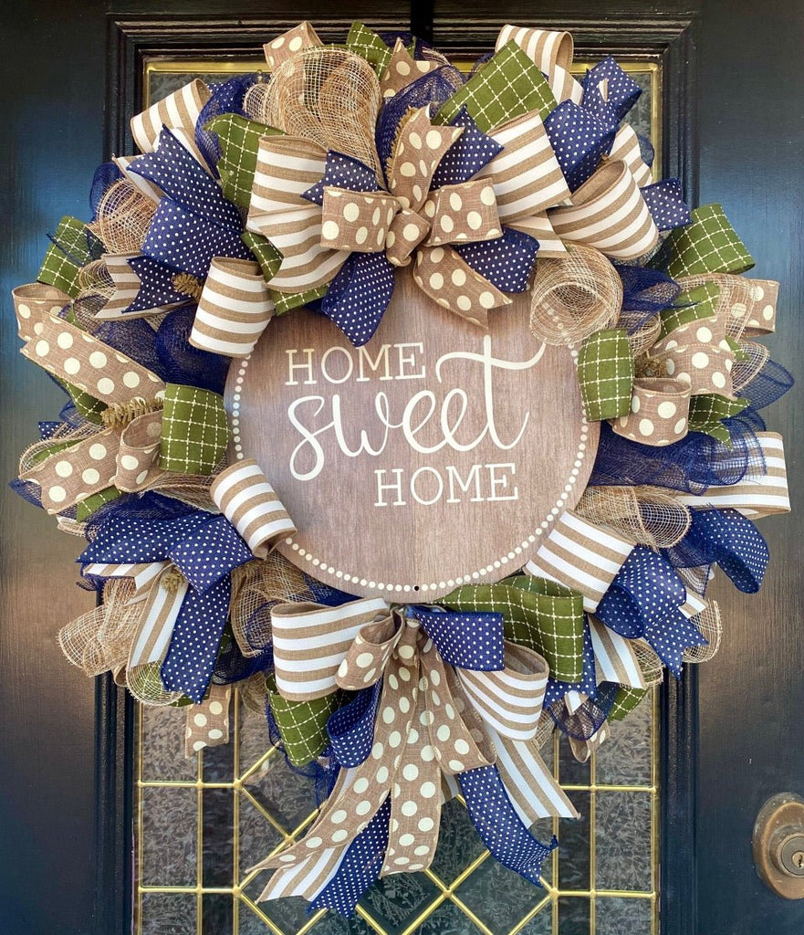 Home Sweet Home Wreath Kit: Navy/Green - Home Sweet Home Kit - The Wreath Shop