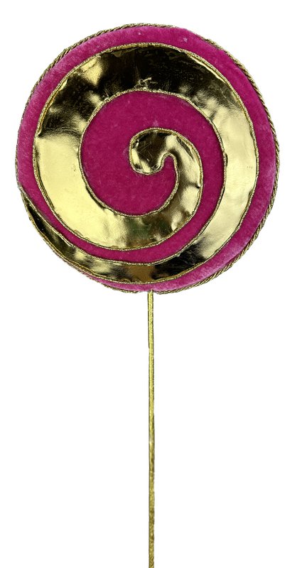 Lg Hot Pink/Gold Lollipop - 20" - 85907BT - The Wreath Shop