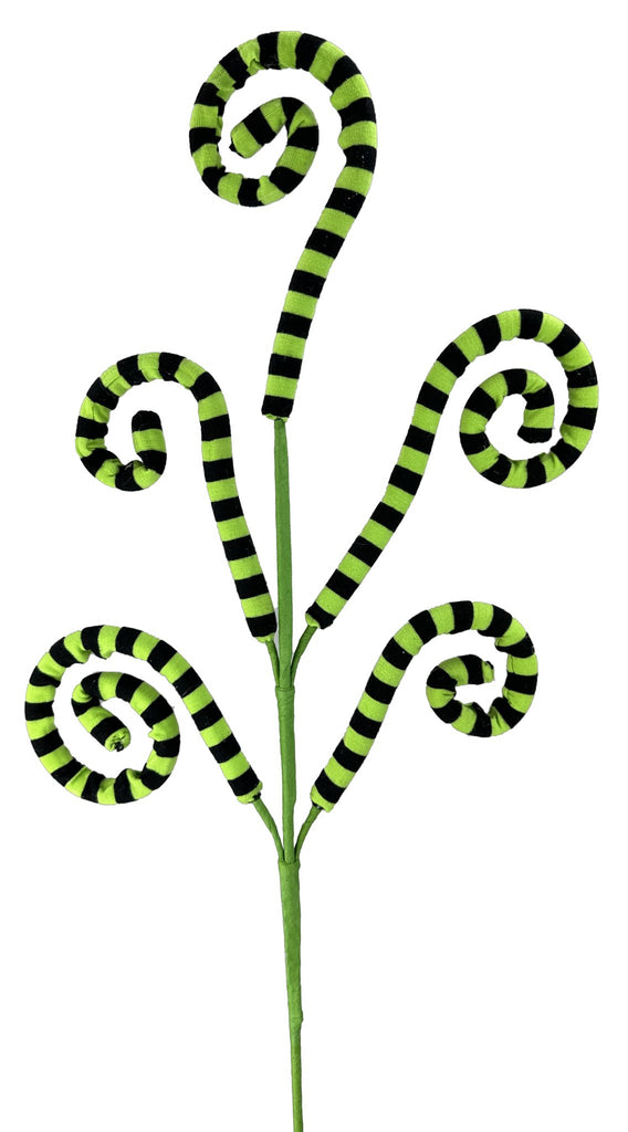 Lime Green/Black Stripe Spiral Spray - 26" - 57055GNBK - The Wreath Shop