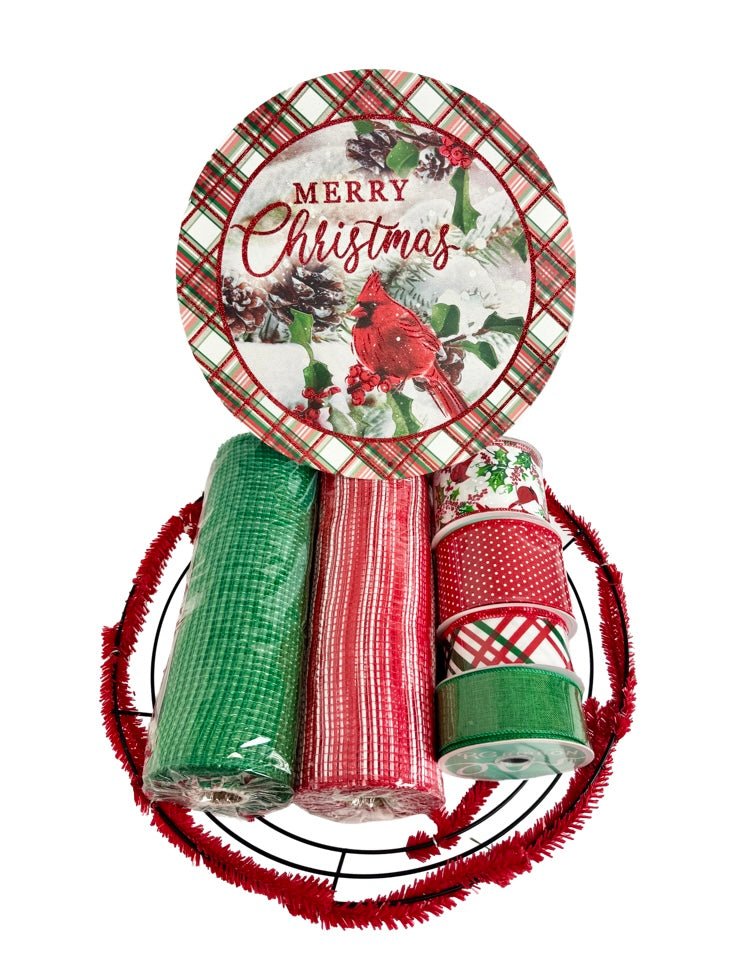 Merry Christmas Cardinal Wreath Kit - Merry Christmas Cardinal Kit - The Wreath Shop