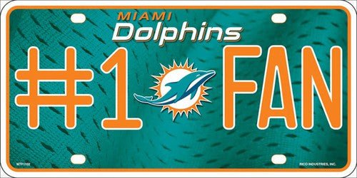 Miami Dolphins #1 Fan NFL Embossed Metal License Plate - MTF1103 - The Wreath Shop