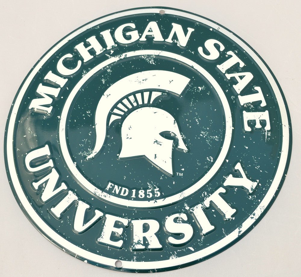 Michigan State University Embossed Metal Circular Sign - CS60123 - The Wreath Shop
