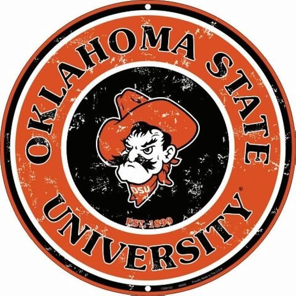 Oklahoma State University Cowboys Embossed Metal Circular Sign - CS60103 - The Wreath Shop
