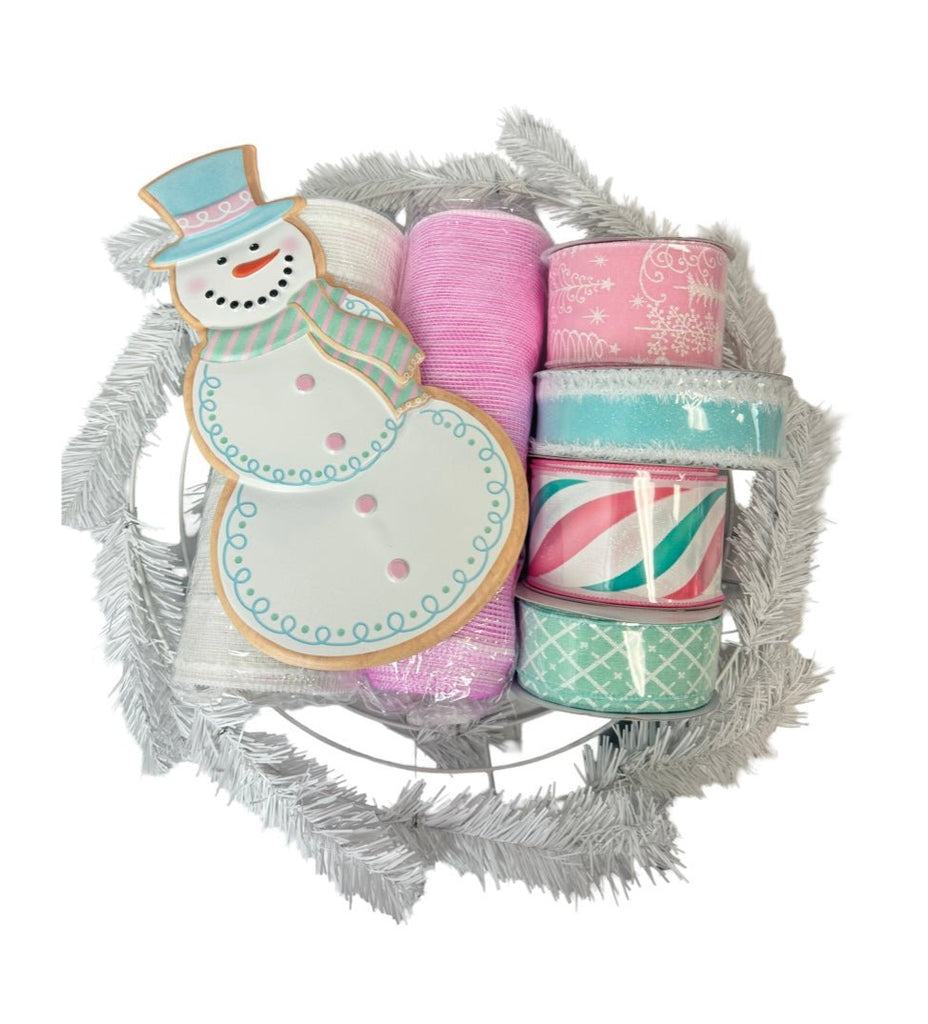 Pastel Snowman Wreath Kit - Pastel Snowman Kit - The Wreath Shop