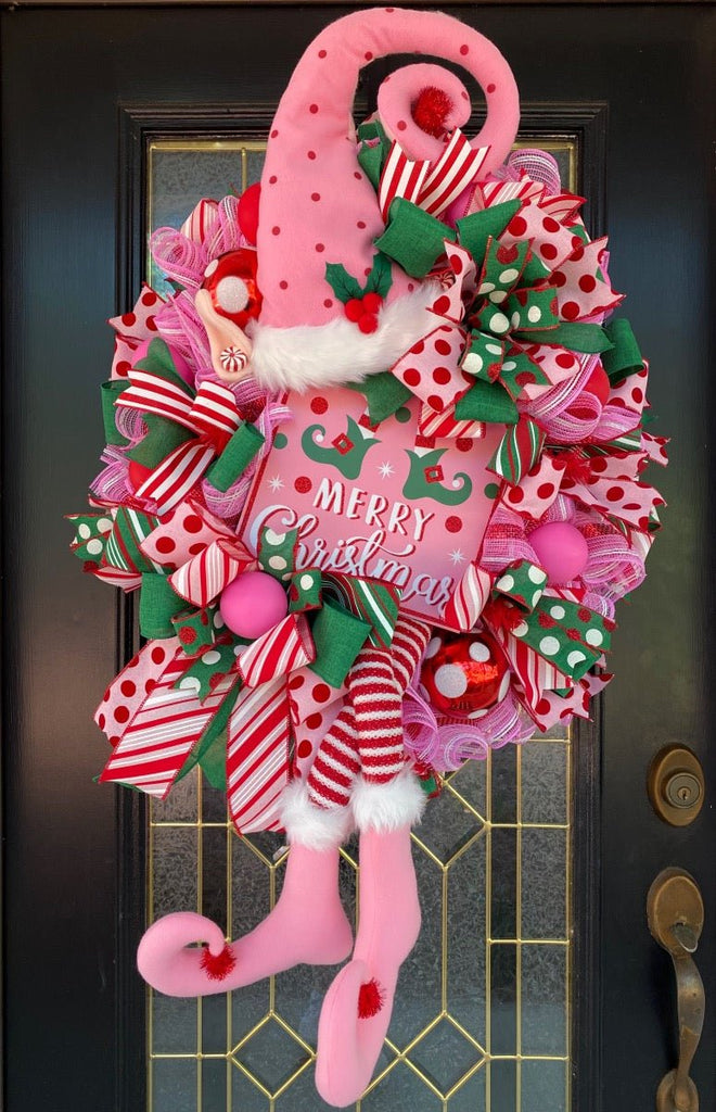 Pink Christmas Elf Wreath Kit - Pink Christmas Elf Kit - The Wreath Shop