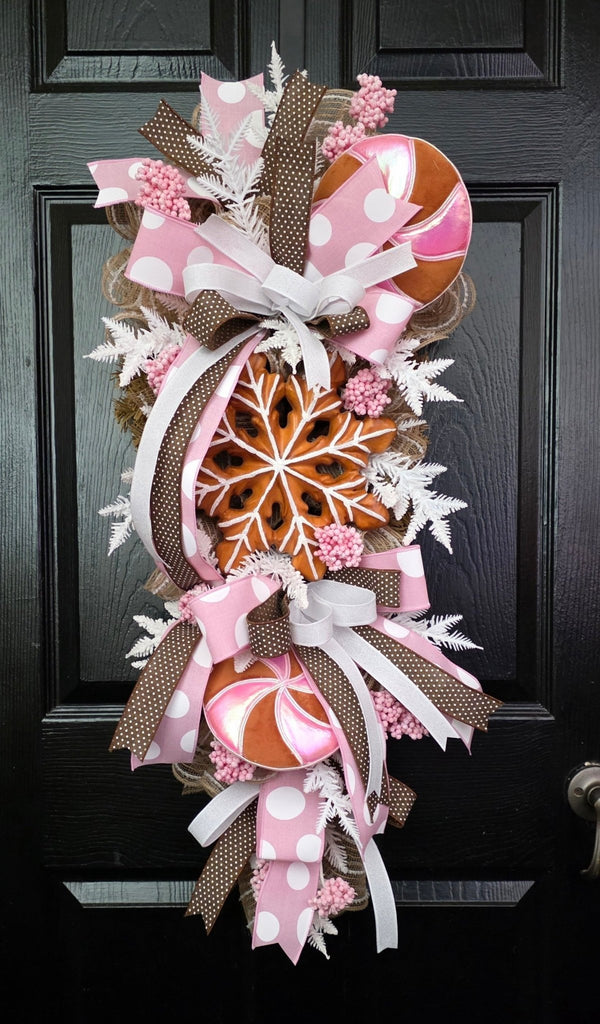 Pink Gingerbread Snowflake Swag -  - The Wreath Shop