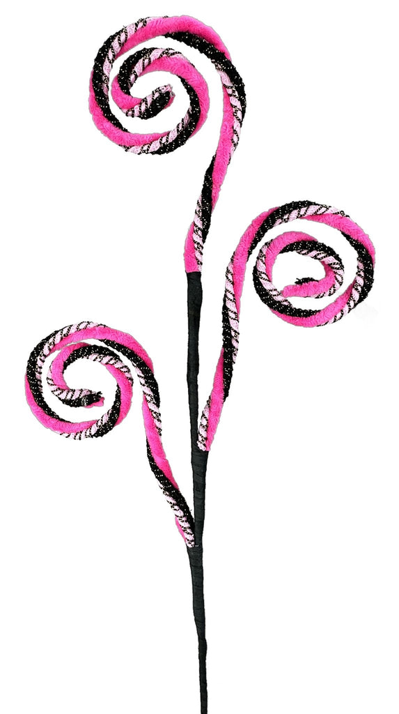 Pink/Black Mix Spiral Curly Spray - 26" - 57031BTPK - The Wreath Shop