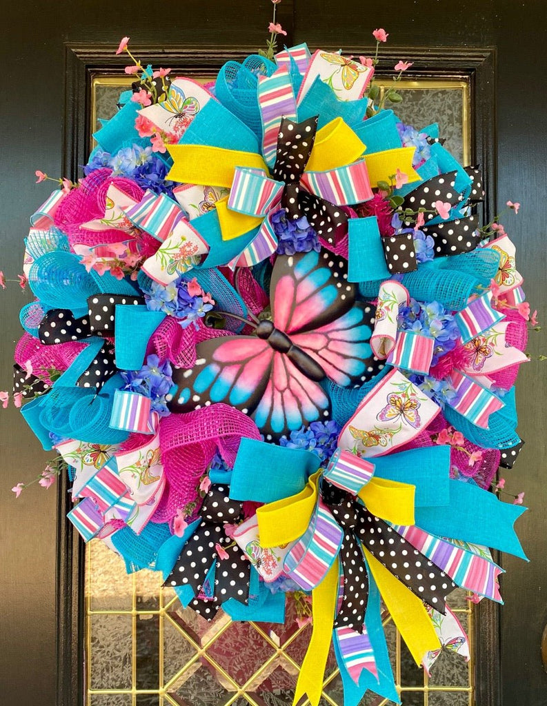 Pink/Blue Butterfly Wreath Kit - Pink/Blue Butterfly Kit - The Wreath Shop