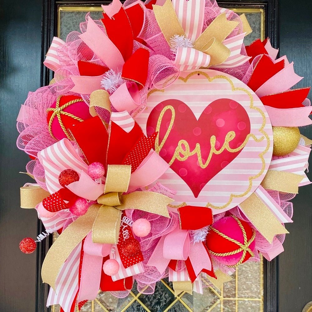 Pink/Red/Gold Love Wreath Kit - Love Wreath Kit - The Wreath Shop