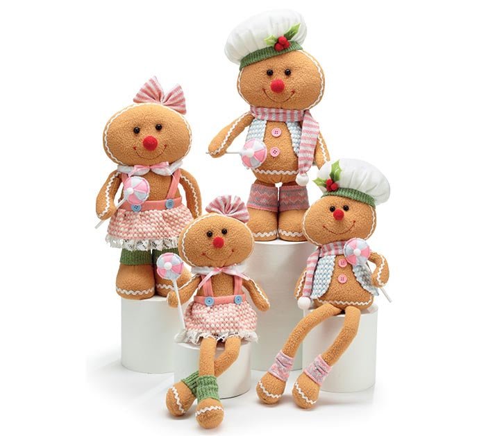 Plush Gingerbread Standers/Sitters - 9747223 - Lg Boy - The Wreath Shop