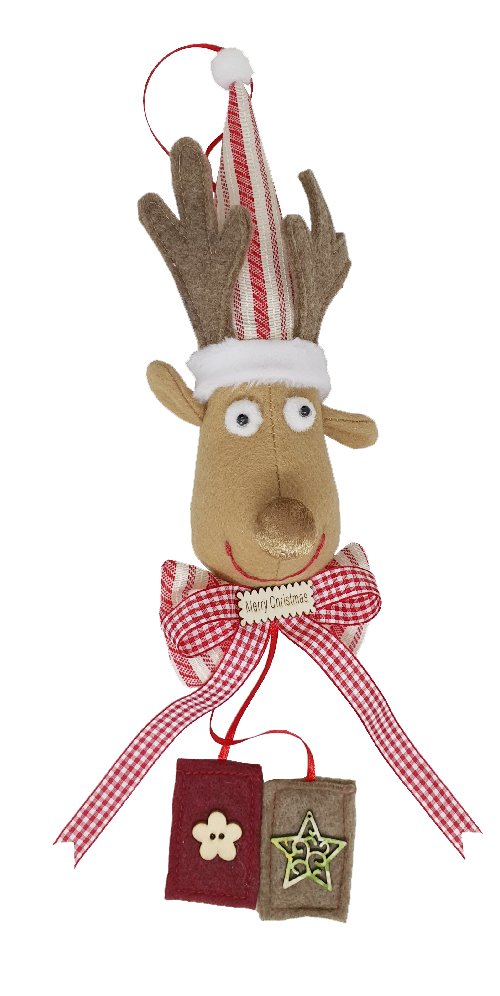 Plush Moose Head Ornament - 85497BN - The Wreath Shop