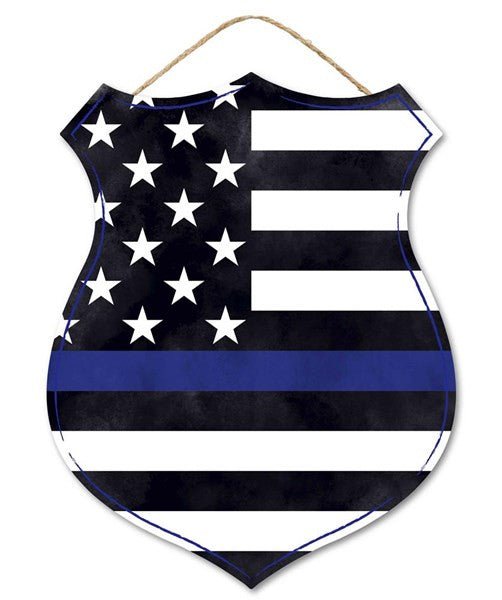 Police Badge Shape Flag Sign - AP7124 - The Wreath Shop