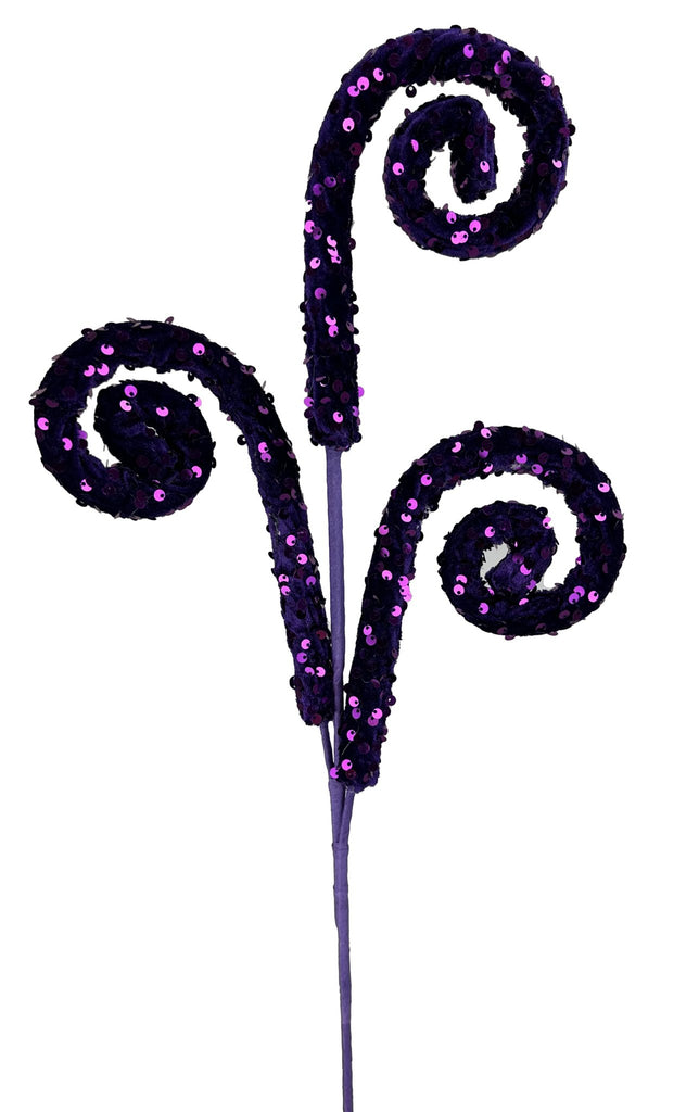 Purple Sequin Spiral Curly Spray - 28" - 85921PU - The Wreath Shop