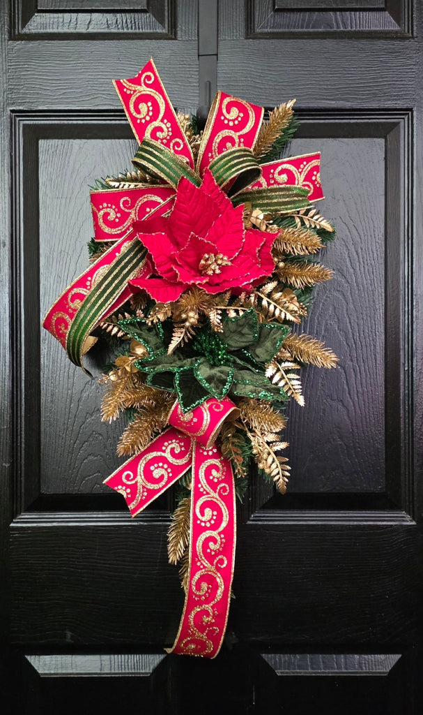 Red & Green Christmas Poinsettia Swag Kit -  - The Wreath Shop