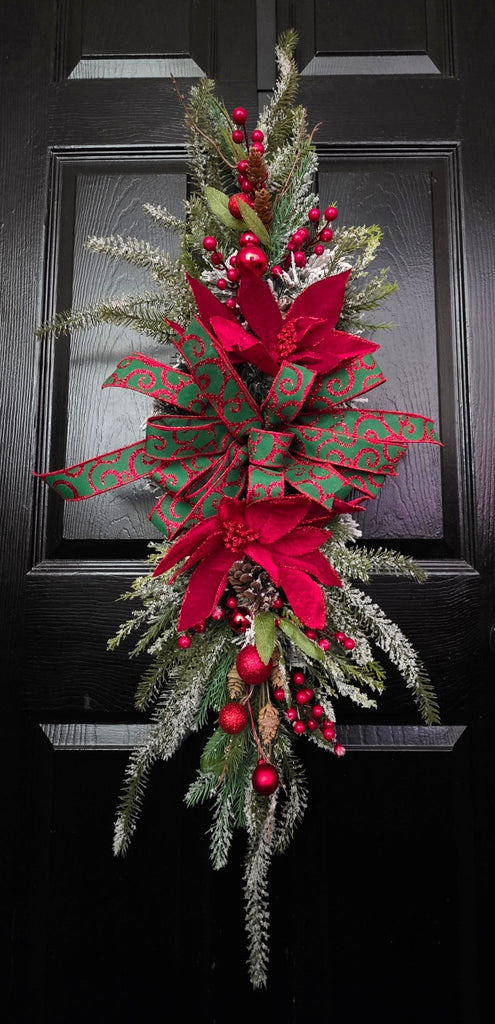 Red Poinsettia Centerpiece/Swag -  - The Wreath Shop