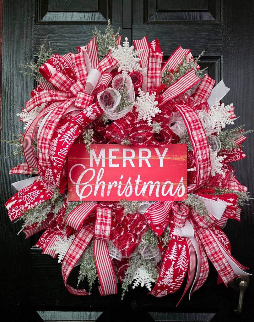 Red & White Merry Christmas Wreath Kit - The Wreath Shop