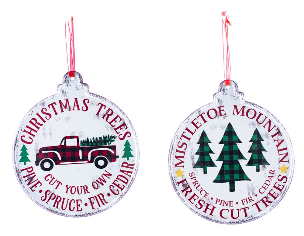 Round Metal Ornaments (Asst) - OSW198108 - Truck - The Wreath Shop