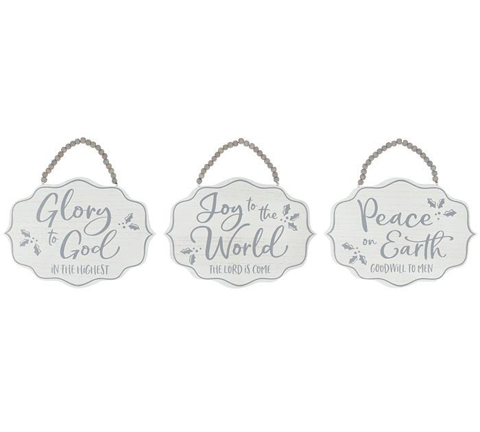 Scalloped Edge Christmas Saying Signs - 2052132-Joy - The Wreath Shop