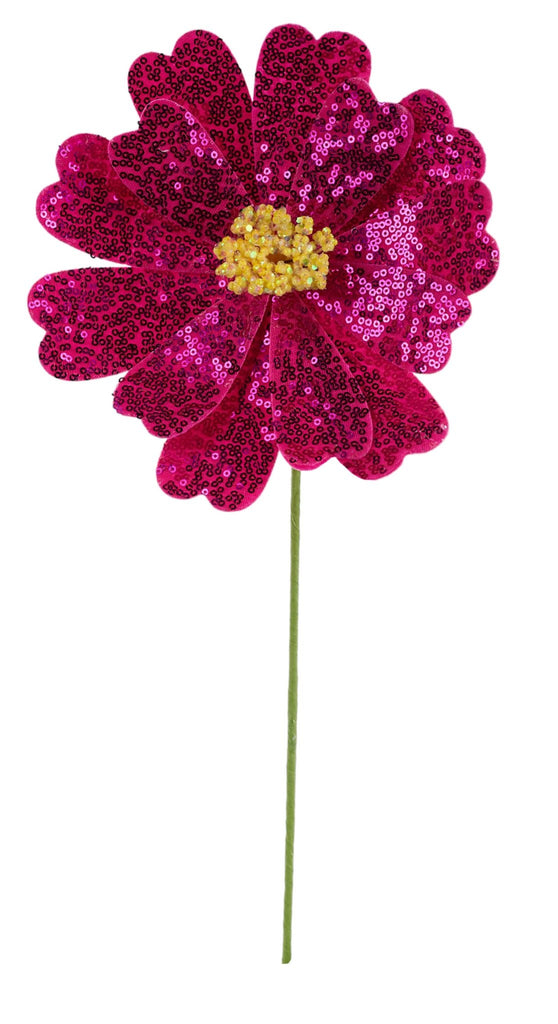 Sequin Flower Stem: Hot Pink - FH814311 - The Wreath Shop