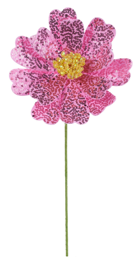 Sequin Flower Stem: Pink - FH814322 - The Wreath Shop