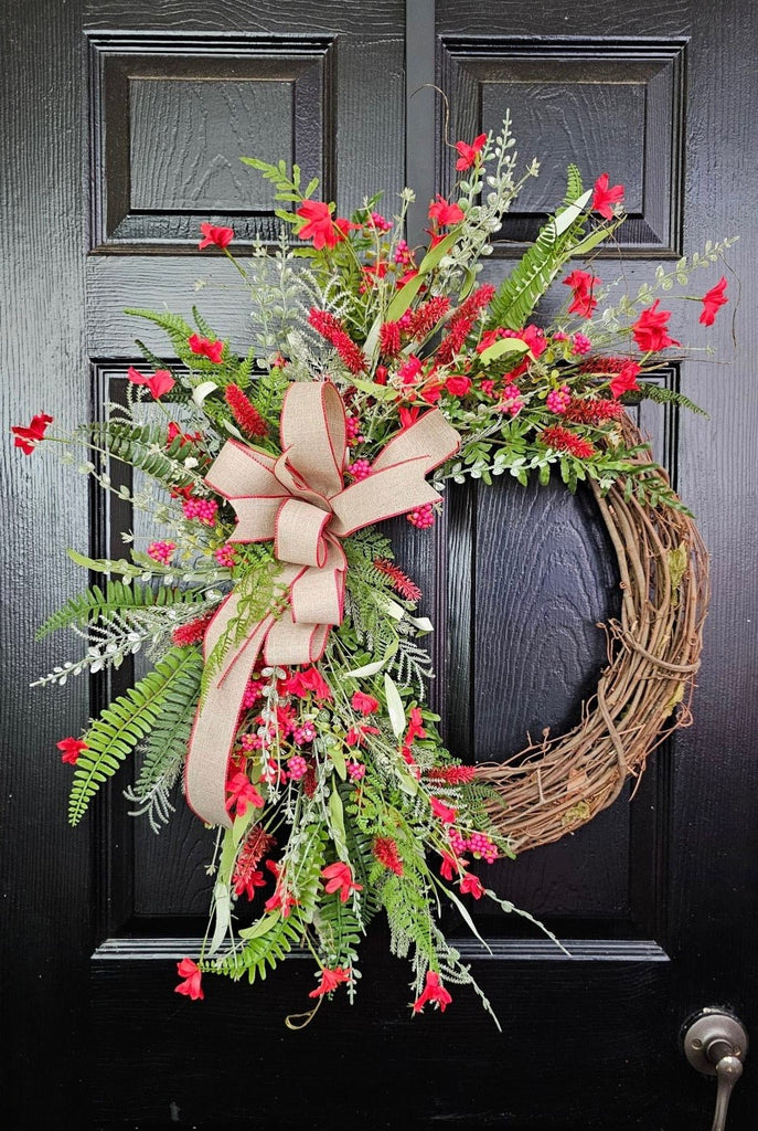 Simple Red Grapevine Wreath Kit - Red Everyday Wreath Kit - The Wreath Shop