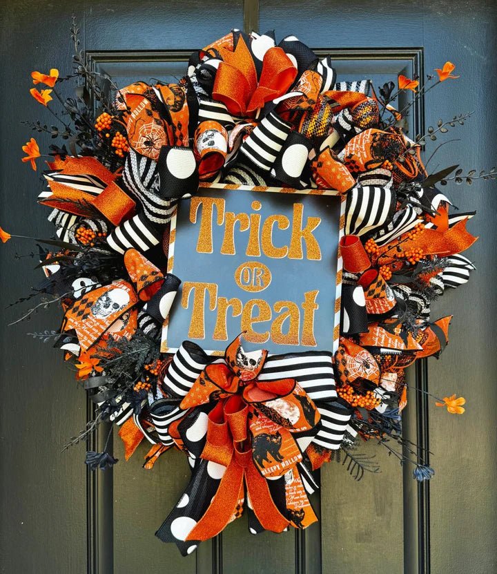 Trick or Treat Halloween Wreath - trick or treat wreath 2024 - The Wreath Shop