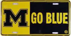 University of Michigan Go Blue Embossed Metal License Plate - SA449 - The Wreath Shop