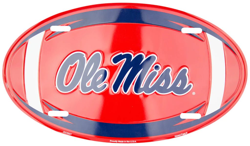 University of Mississippi Ole Miss Embossed Metal Oval License Plate - OV70027 - The Wreath Shop